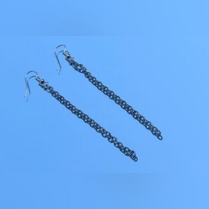 Long silver chain earrings
